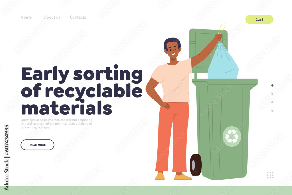 Early sorting of recyclable material promotion landing page for online volunteering service Early sorting of recyclable material promotion landing page for online volunteering service