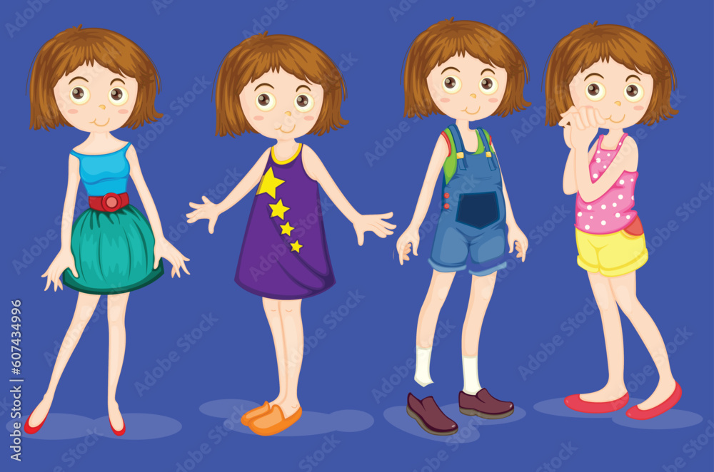Young girl in different costumes by the greatest graphics Young girl in different costumes by the greatest graphics