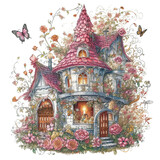 Fairy House, Magical Fairy House, Garden Fairy, Whimsical, Fantasy, Enchanted Forest, AI Generated
