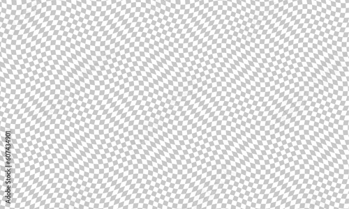 Stylish abstract wavy transparent photoshop background. Checker chess board square grid line gray and white vector background