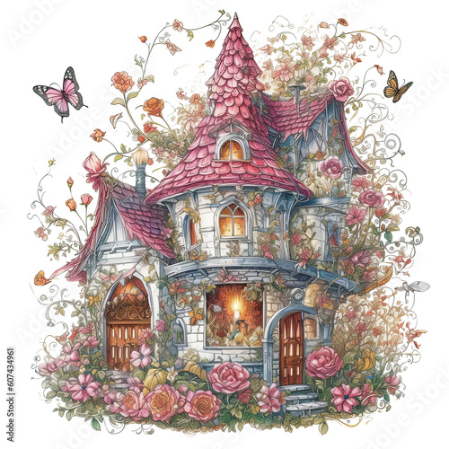 Fairy House, Magical Fairy House, Garden Fairy, Whimsical, Fantasy, Enchanted Forest, AI Generated