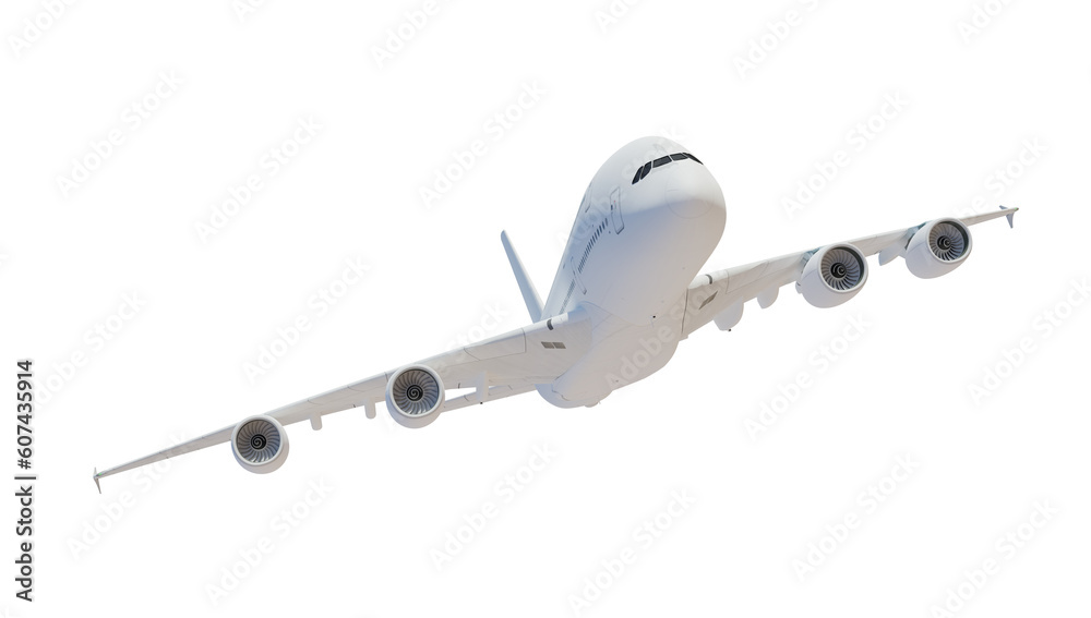 Large passenger airplane isolated on transparent background. 3d rendering. Large passenger airplane isolated on transparent background. 3d rendering.