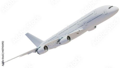 Large passenger airplane isolated on transparent background. 3d rendering.