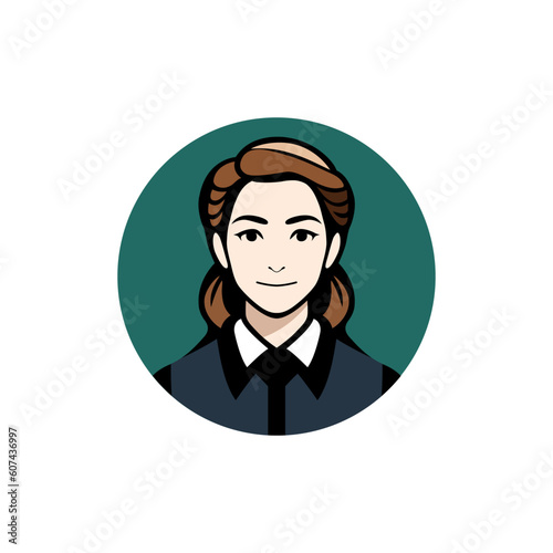 professional woman blue shirt avatar logo vector illustration template design