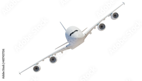 Large passenger airplane isolated on transparent background. 3d rendering.