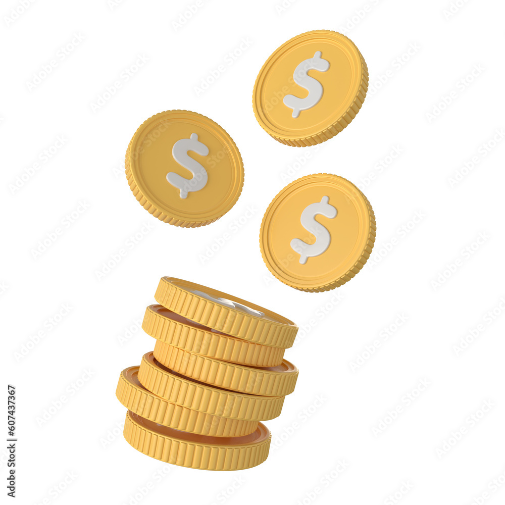 Money Coin Cash Business Finance Economy Concept Design 3D Icon Money Coin Cash Business Finance Economy Concept Design 3D Icon