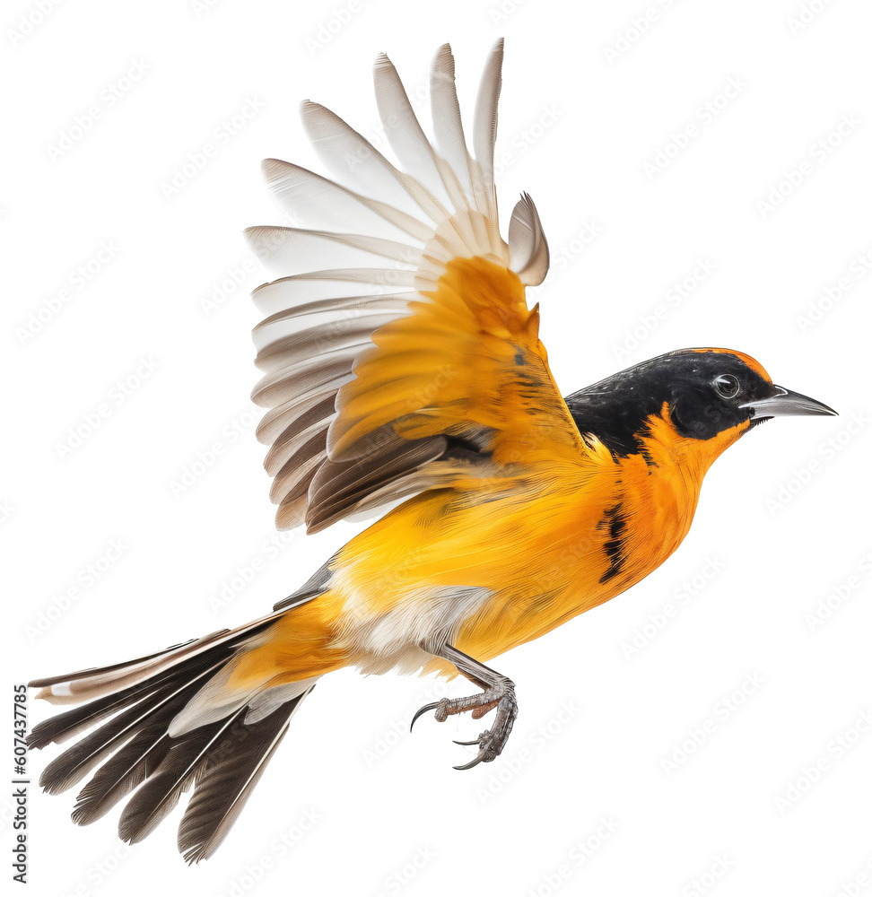 Obraz premium Oriole bird on the transparent background PNG. AI generative 