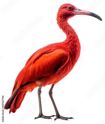 Scarlet ibis bird isolated on the transparent background PNG. AI generative