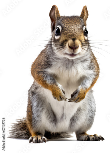 grey and white squirrel isolated on the transparent background PNG. AI generative.