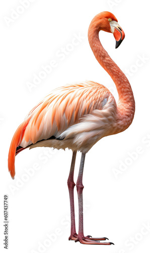 Flamingo isolated on the transparent background PNG. AI generative.