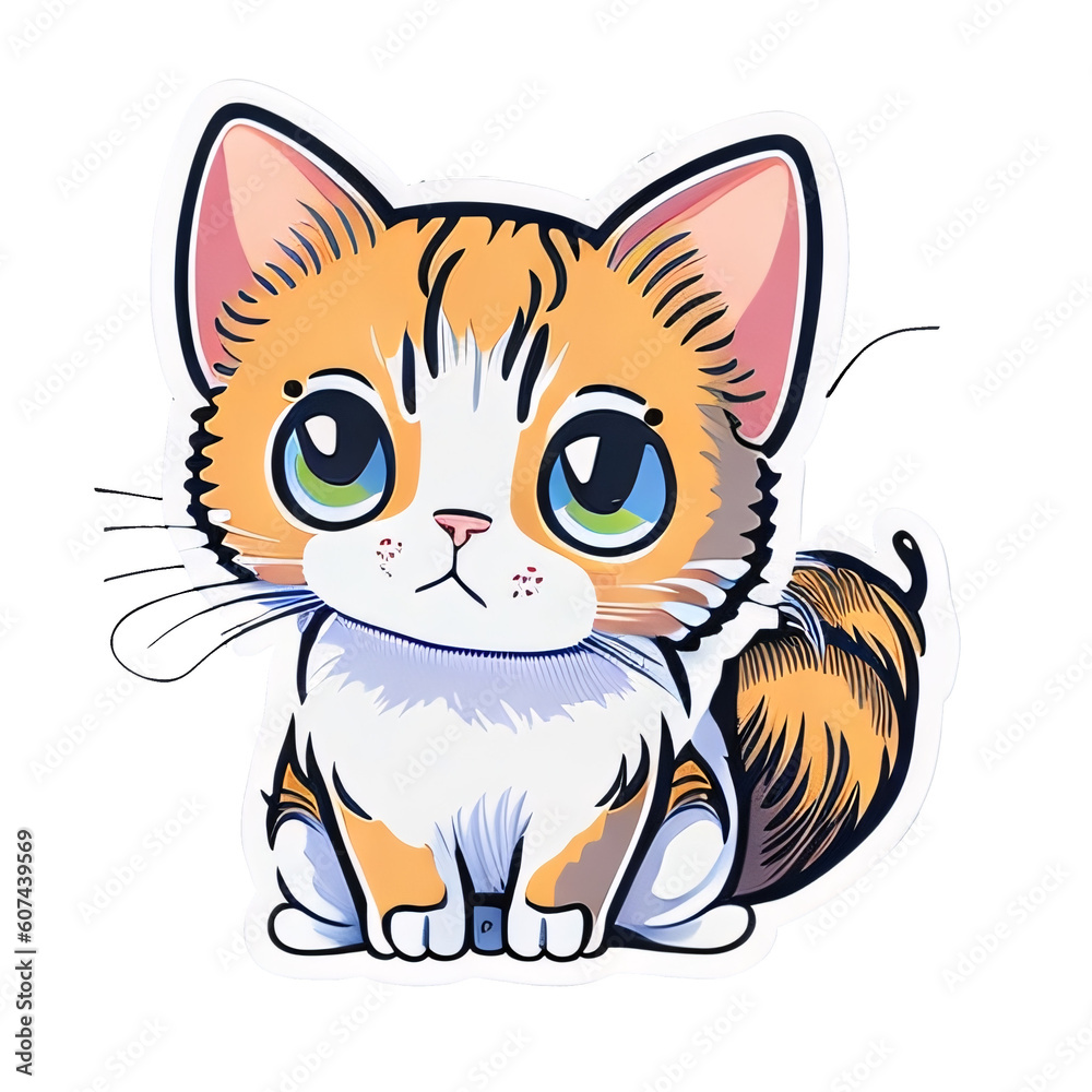 Tiny cat sticker. Generate with AI.