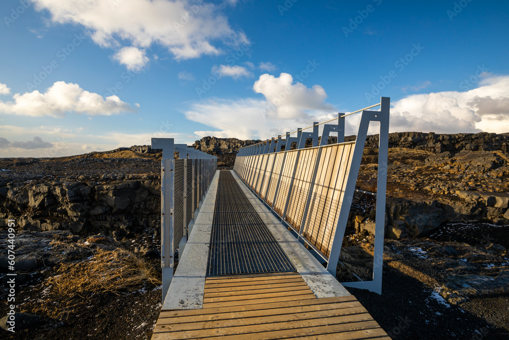 The meeting place of two tectonic plates in Iceland. One of the most interesting places on this island.