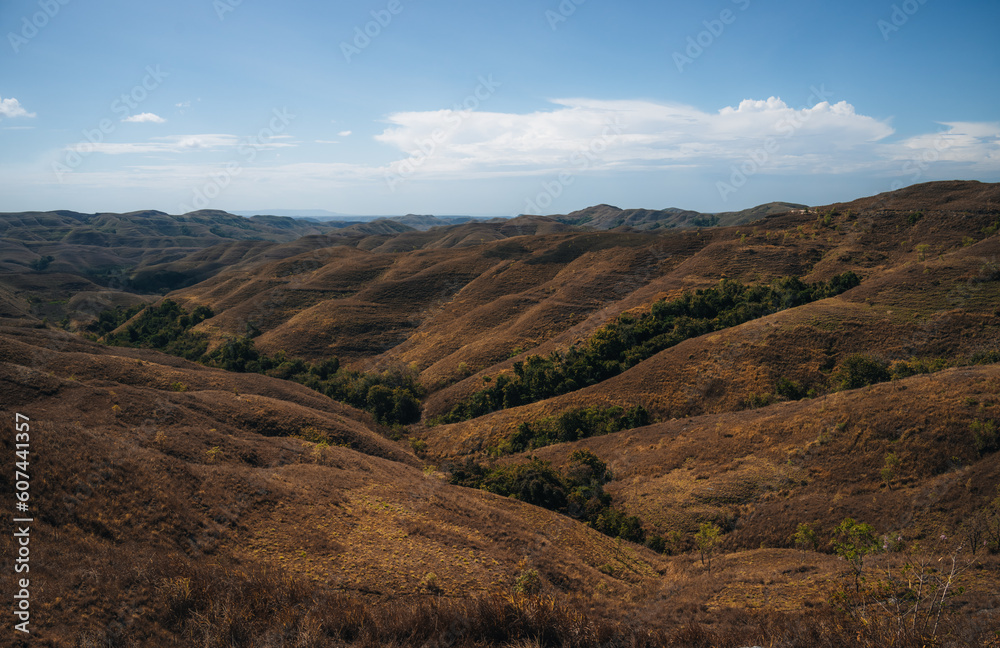 A beautiful view of indonesian paradise at Wairinding hills at Waingapu, East Sumba, East Nusa Tenggara, Indonesia.