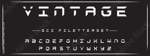 VINTAGE, Sports minimal tech font letter set. Luxury vector typeface for company. Modern gaming fonts logo design 