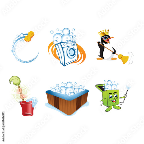 set of cleaning logo