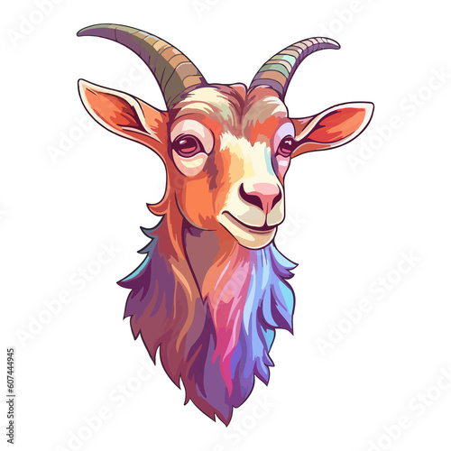 Goat modern pop art style  Colorful Goat illustration  pastel sticker cute colors