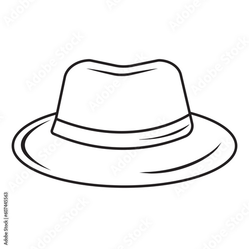 Contour image of a man's hat on a white background. Vector illustration, print for background, print on fabric, paper, wallpaper, packaging.