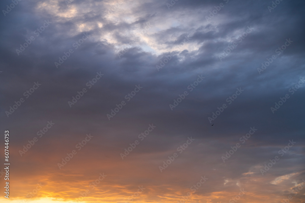 Beautiful bright summer sunset sky with clouds. Nature  sky  background.