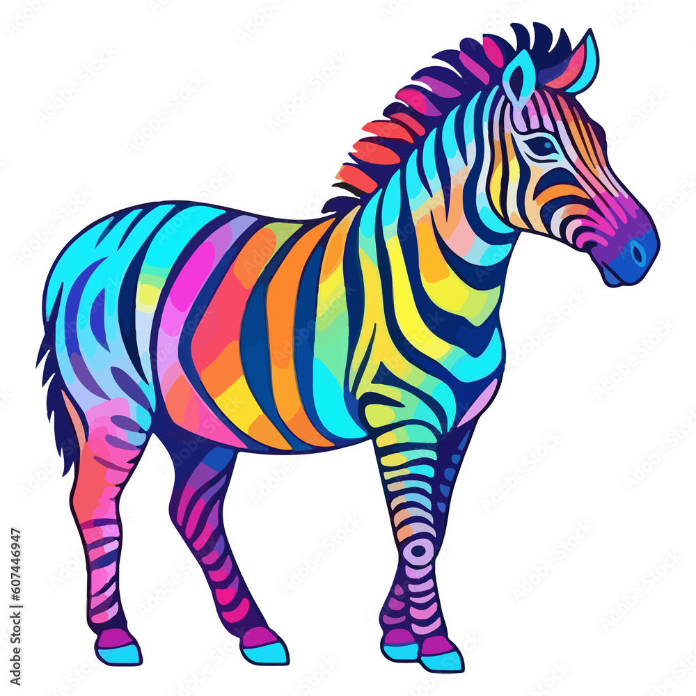 Fototapeta premium Zebra modern pop art style, Colorful Zebra illustration, pastel sticker cute colors