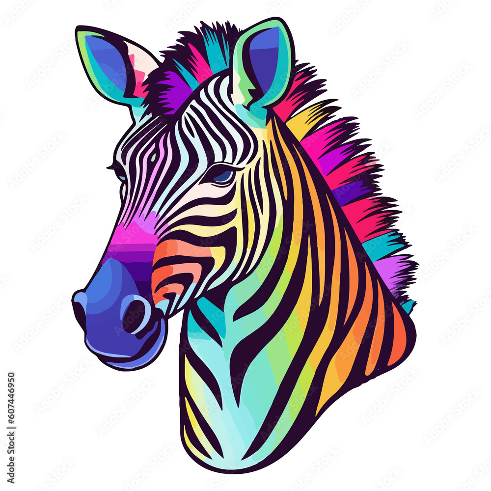 Zebra modern pop art style, Colorful Zebra illustration, pastel sticker cute colors Zebra modern pop art style, Colorful Zebra illustration, pastel sticker cute colors