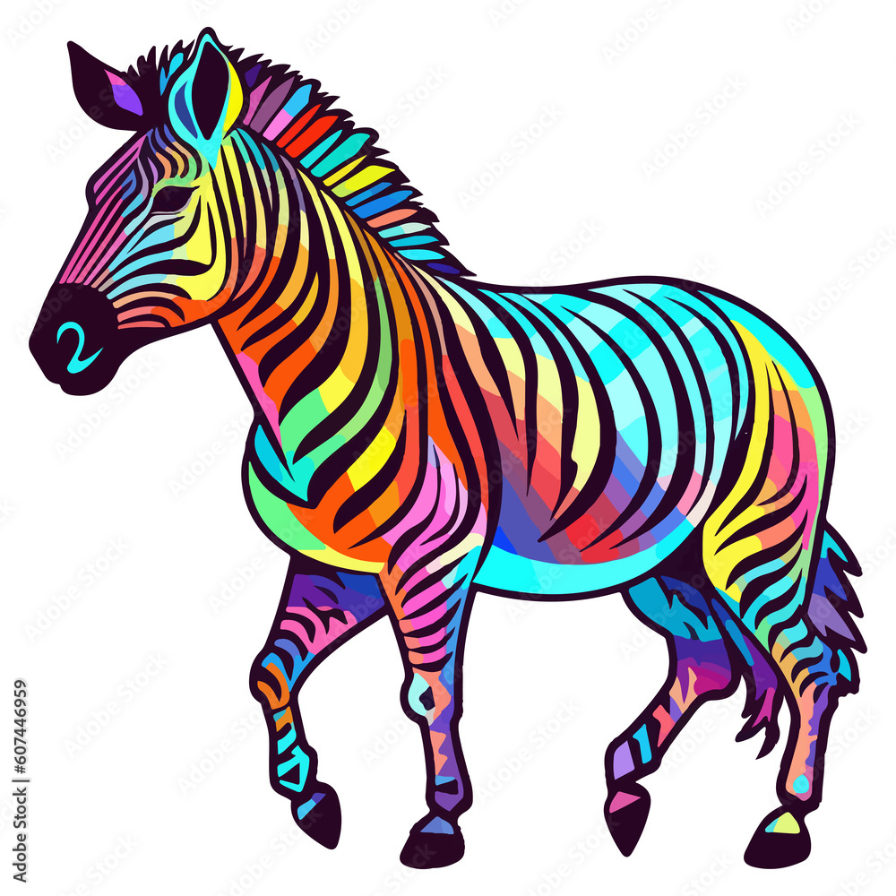 Fototapeta premium Zebra modern pop art style, Colorful Zebra illustration, pastel sticker cute colors