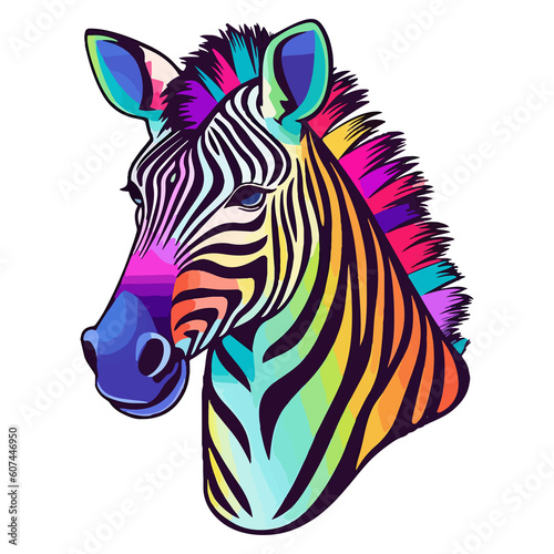 Zebra modern pop art style  Colorful Zebra illustration  pastel sticker cute colors
