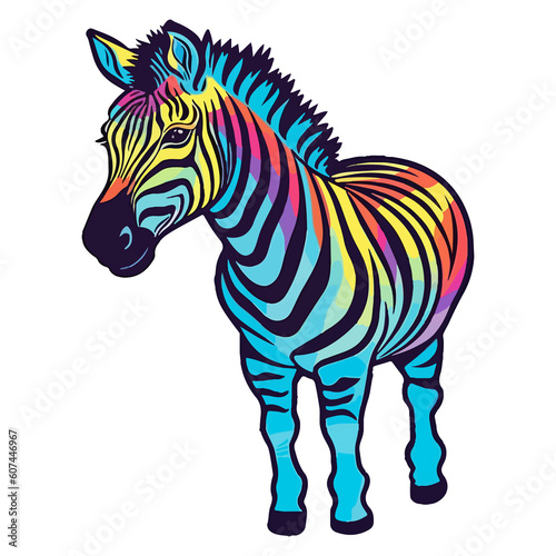 Zebra modern pop art style  Colorful Zebra illustration  pastel sticker cute colors