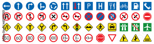 Traffic road sign collection. Set of traffic sign. Road sign collection