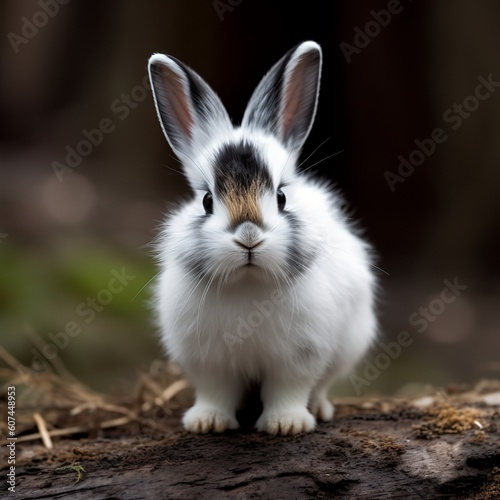 Dwarf Hotot Bunny with a Curious Stance, A Playful Companion