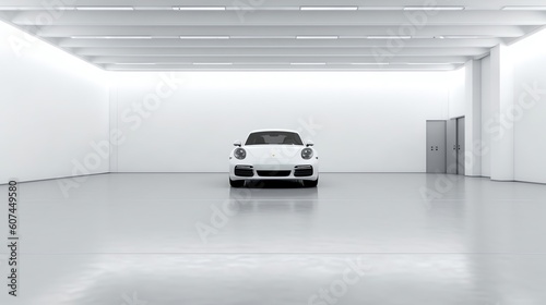 An image of car garage illustration background for presentation template. Ai generative