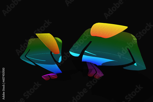 Colorful 3d illustration shapes of LGBT individuals
