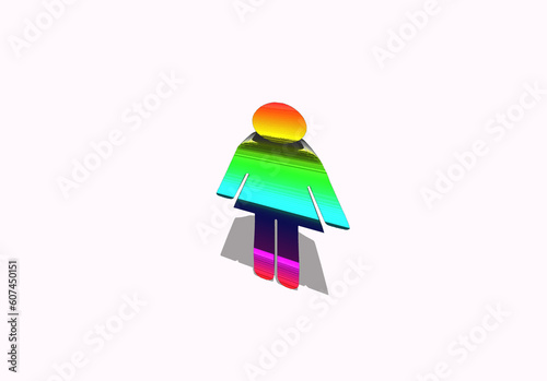 3d illustration LGBT girl in a rainbow dress