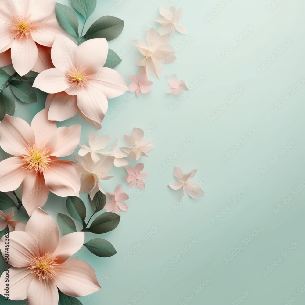 ai generated a Simple style flower background image Leave the space in the middle, pastel tones. ai generated a Simple style flower background image Leave the space in the middle, pastel tones.