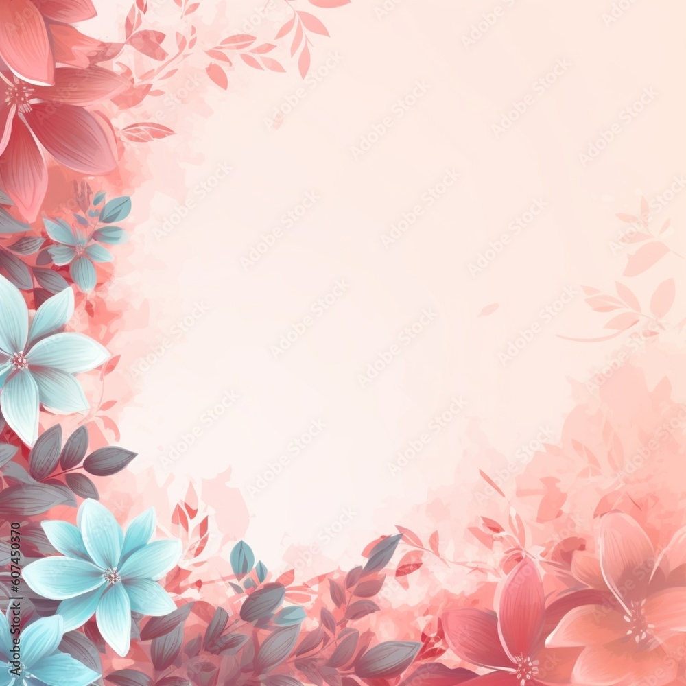 ai generated a Simple style flower background image Leave the space in the middle, pastel tones. 
