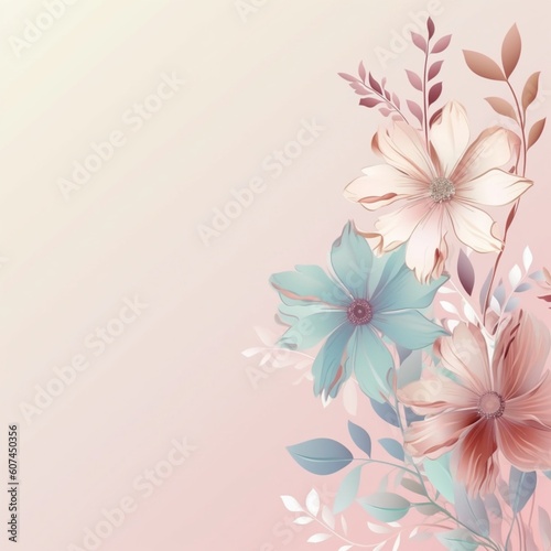 ai generated a Simple style flower background image Leave the space in the middle, pastel tones. 