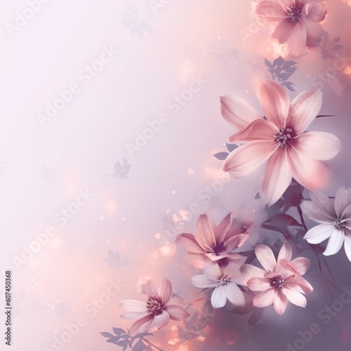 ai generated a Simple style flower background image Leave the space in the middle  pastel tones. 