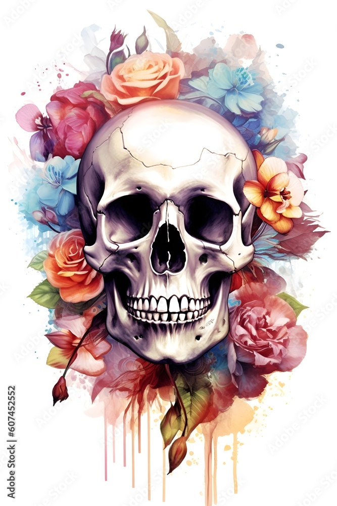 skull in flowers background skull in flowers background