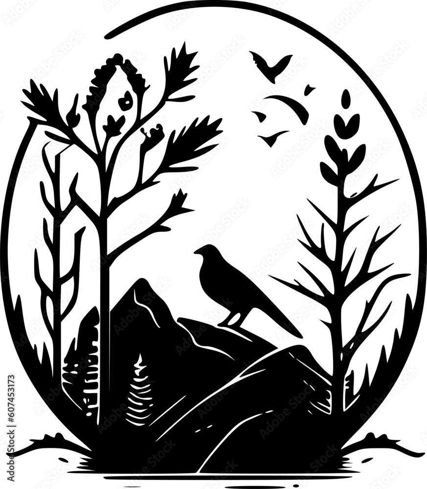 Nature | Black and White Vector illustration