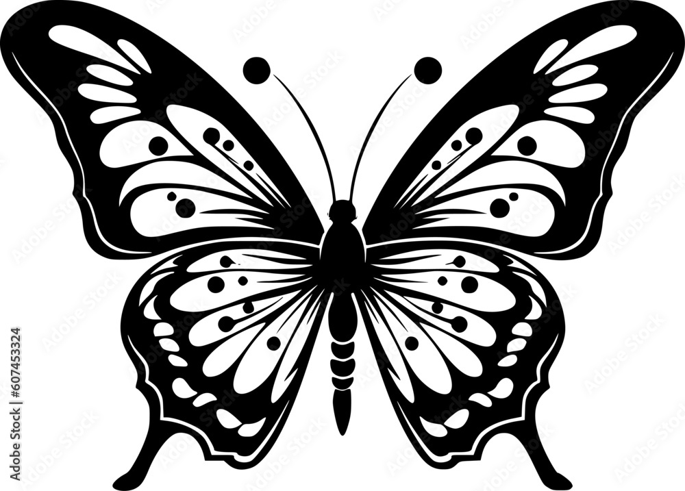 Butterflies - Black and White Isolated Icon - Vector illustration Butterflies - Black and White Isolated Icon - Vector illustration