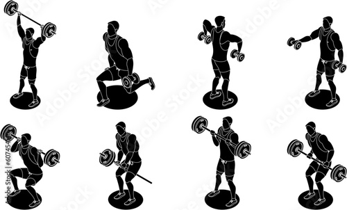 set of silhouettes of people yoga