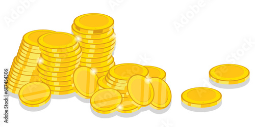 Cartoon gold money coin in a flat design