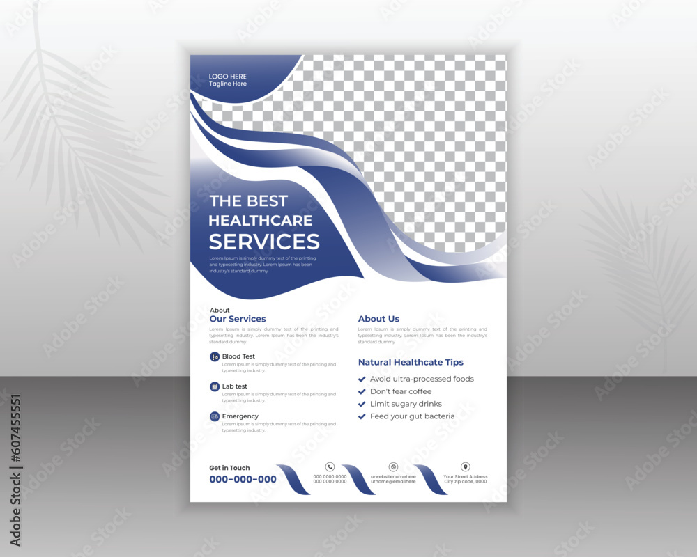 Medical Flyer Design Template For Your Business With Abstract Shapes and a4 size Medical Flyer Design Template For Your Business With Abstract Shapes and a4 size