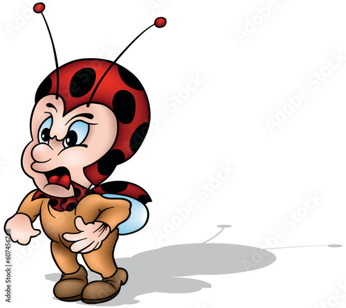 Angry Little Ladybug with Blue Eyes