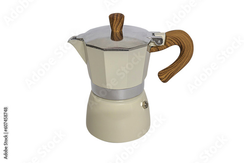 Fotografía Italian moka pot coffee maker isolated on white background.PNG