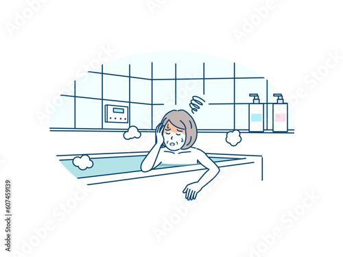 お風呂に入って気絶する年配の女性