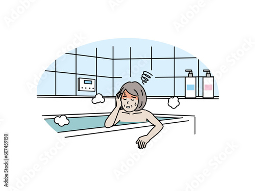 お風呂に入って気絶する年配の女性