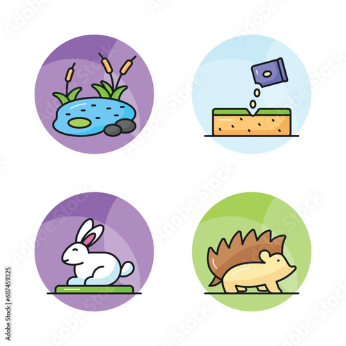 Check this beautifully designed spring vectors, farming, gardening and agriculture icons set