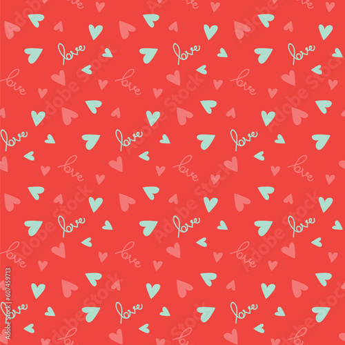Heart and dots seamless pattern graphic design with love slogan for t shirt print or card 