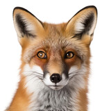 Front view close up of Fox animal isolated on transparent background