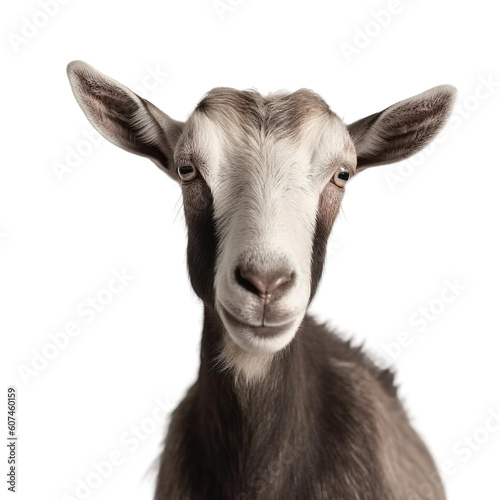 Front view close up of Goat animal isolated on transparent background